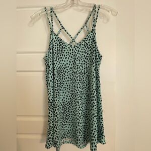 Mint Green Leopard Print Strappy Tank